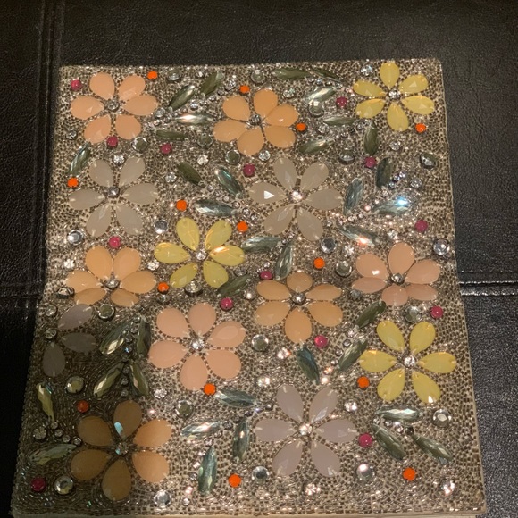 Alice + Olivia - Rhinestone & Beaded Flower Evening Clutch Handbag - Picture 9 of 9